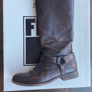 Frye Melissa Harness Boots with inside zipper